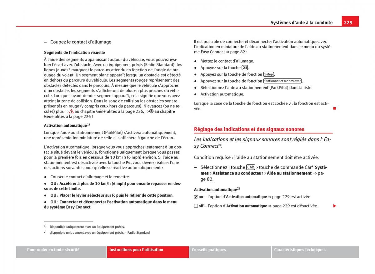 Seat Leon III 3 manuel du proprietaire / page 231