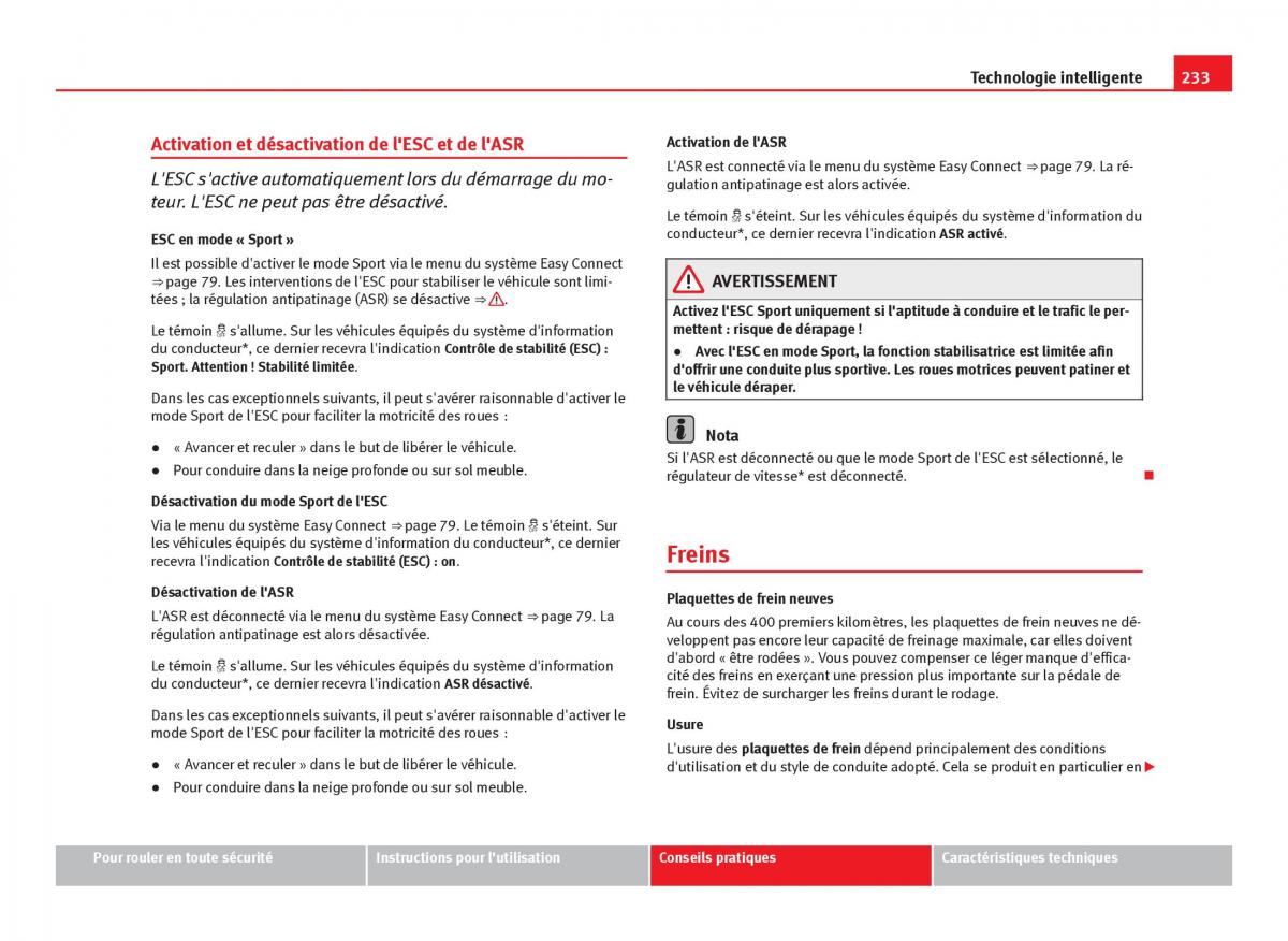 Seat Leon III 3 manuel du proprietaire / page 235