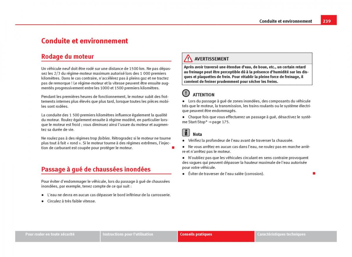 Seat Leon III 3 manuel du proprietaire / page 241