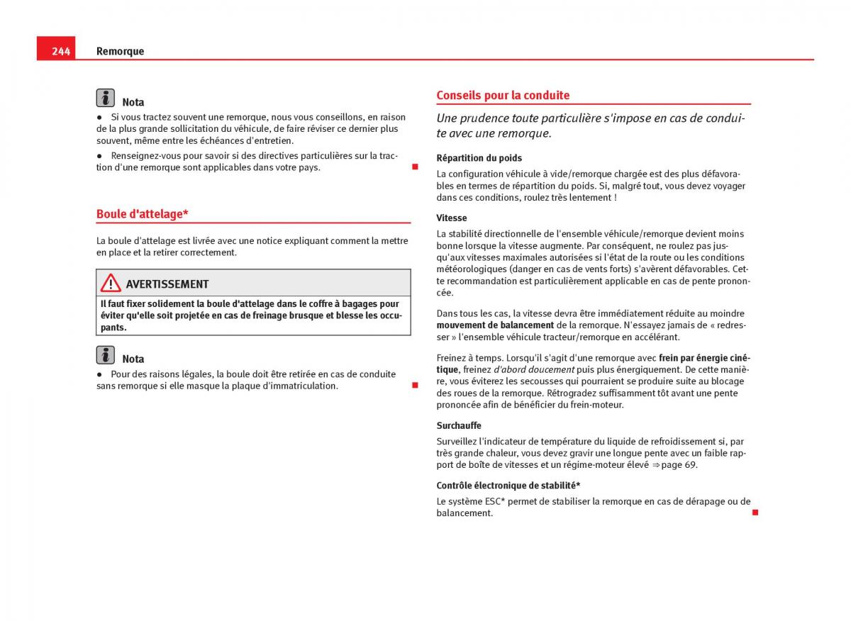 Seat Leon III 3 manuel du proprietaire / page 246