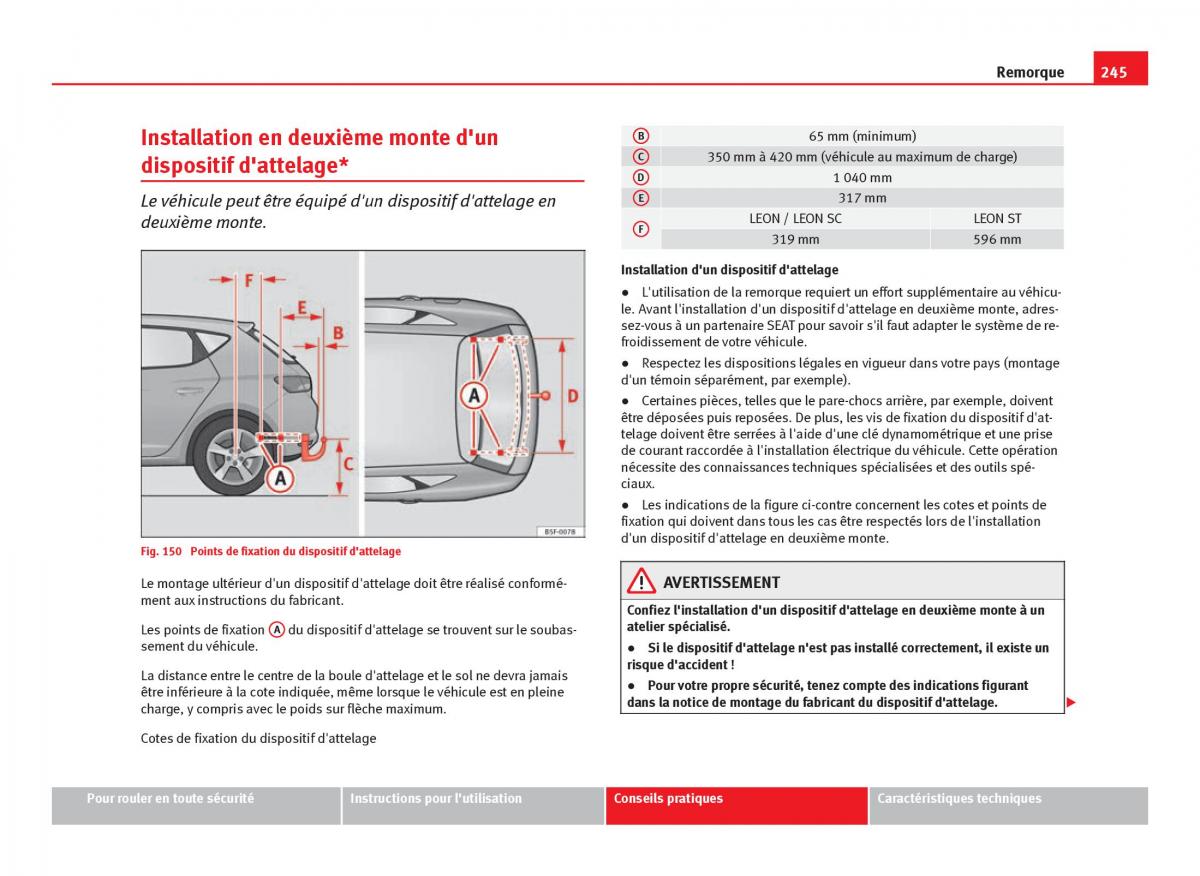 Seat Leon III 3 manuel du proprietaire / page 247