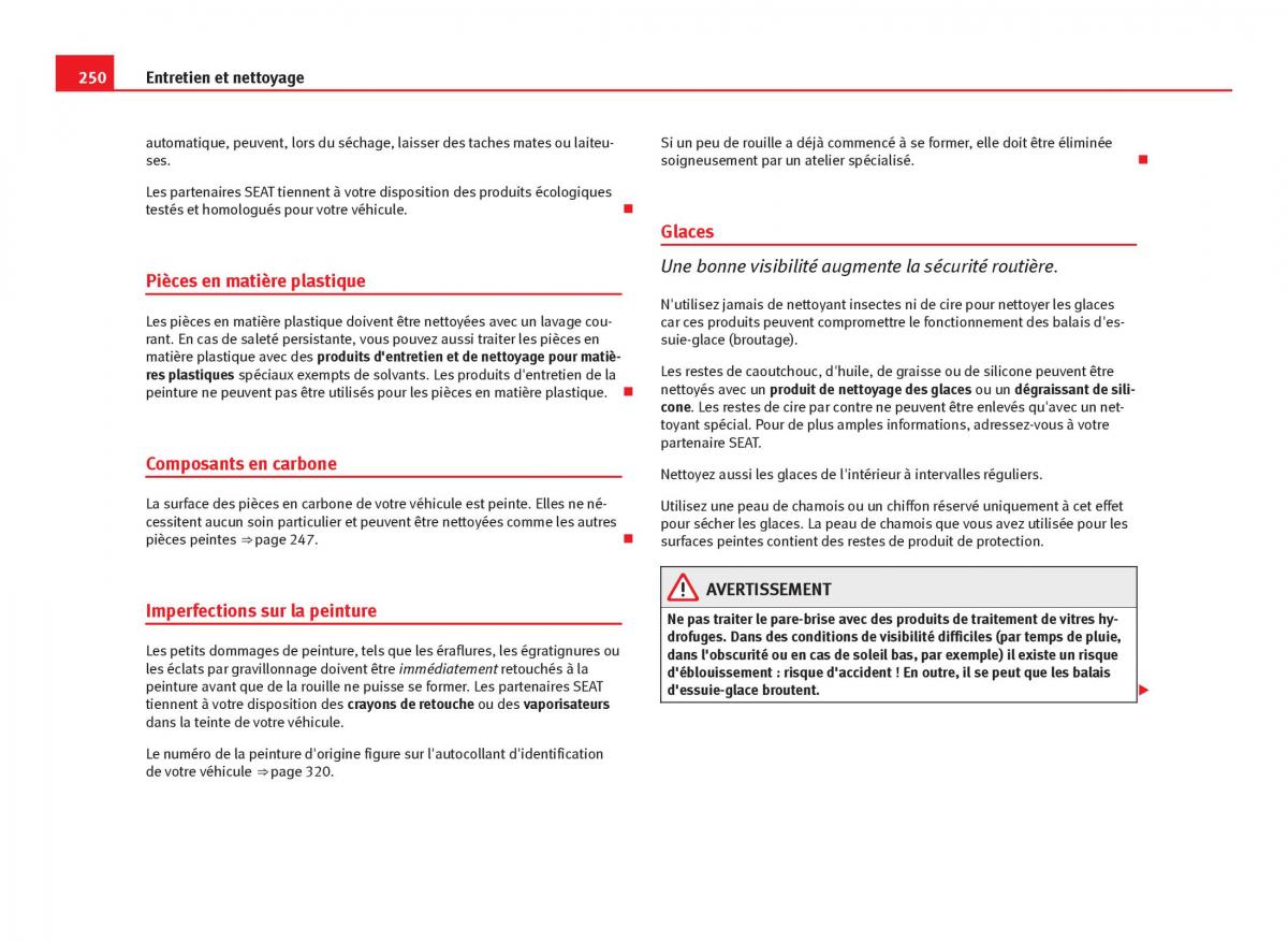 Seat Leon III 3 manuel du proprietaire / page 252