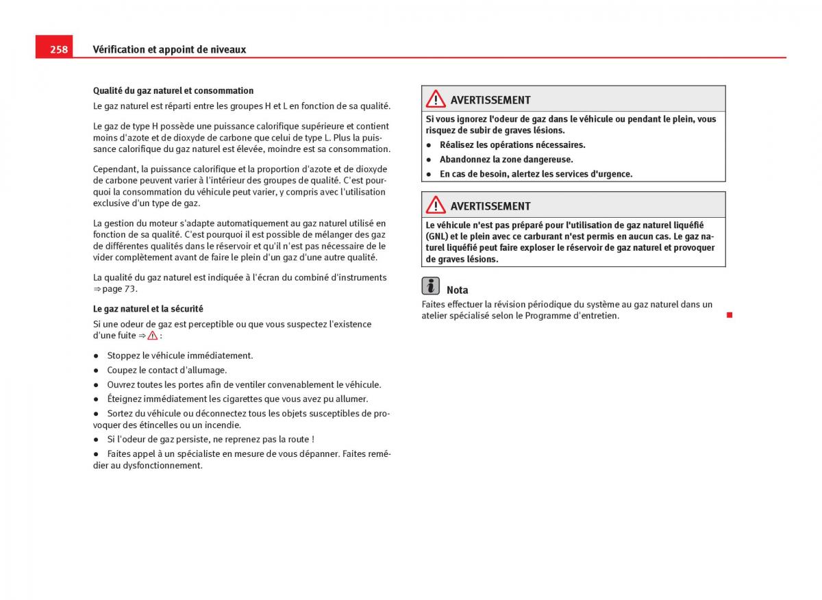 Seat Leon III 3 manuel du proprietaire / page 260