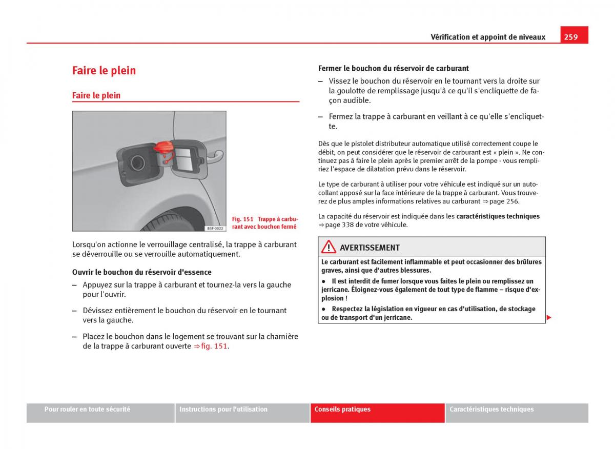 Seat Leon III 3 manuel du proprietaire / page 261