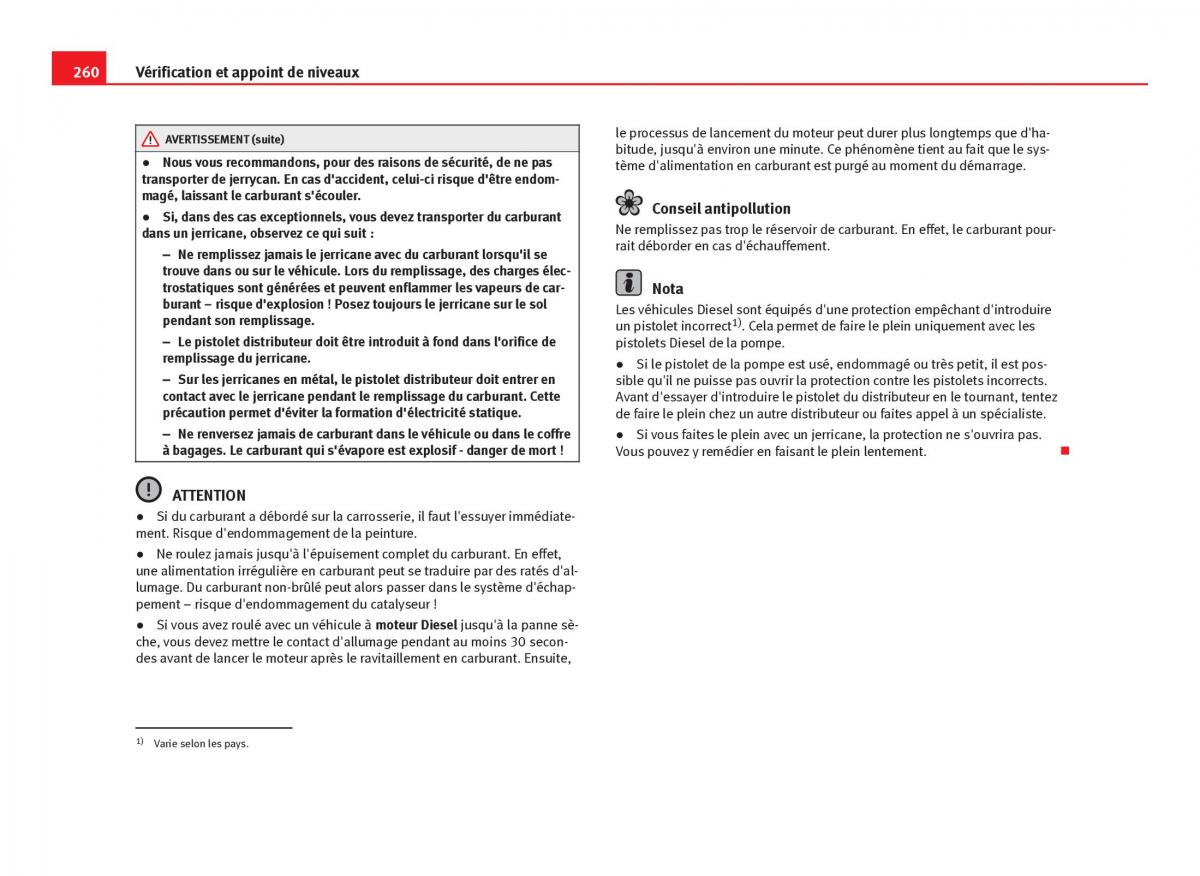 Seat Leon III 3 manuel du proprietaire / page 262