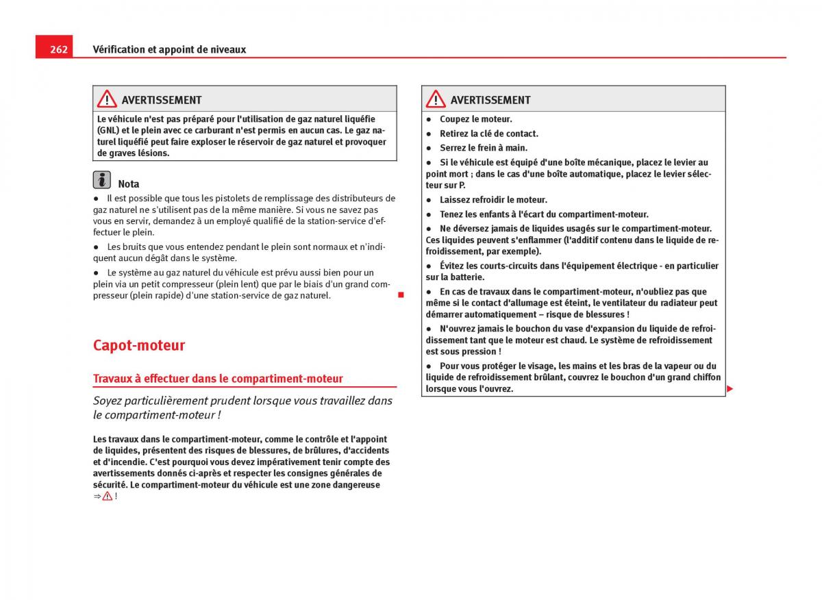 Seat Leon III 3 manuel du proprietaire / page 264