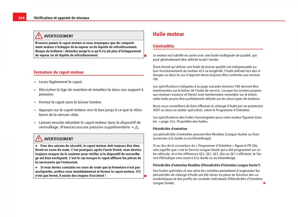 Seat Leon III 3 manuel du proprietaire / page 266