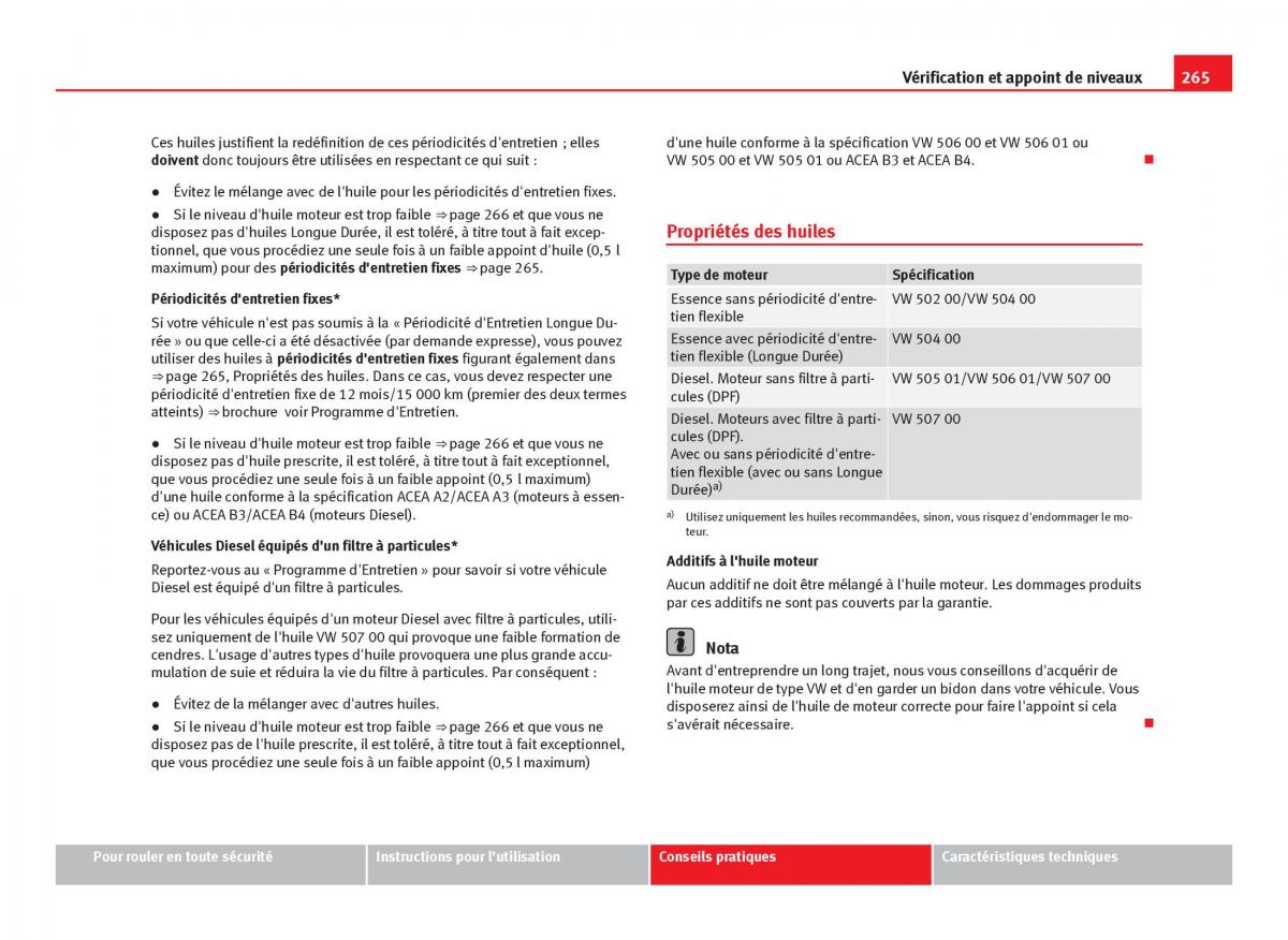 Seat Leon III 3 manuel du proprietaire / page 267