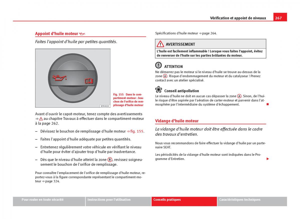 Seat Leon III 3 manuel du proprietaire / page 269