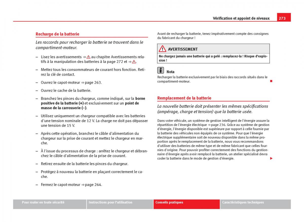 Seat Leon III 3 manuel du proprietaire / page 275