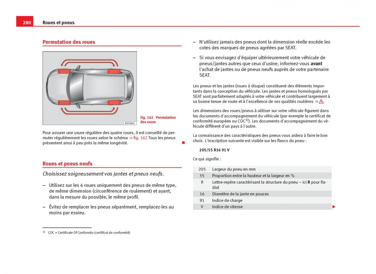 Seat Leon III 3 manuel du proprietaire / page 282