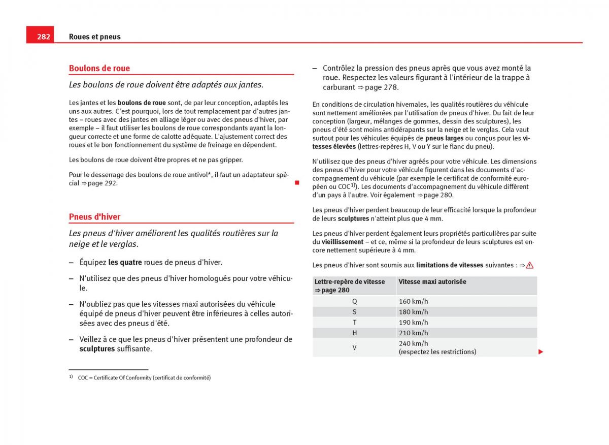 Seat Leon III 3 manuel du proprietaire / page 284