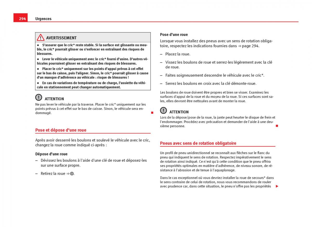 Seat Leon III 3 manuel du proprietaire / page 296