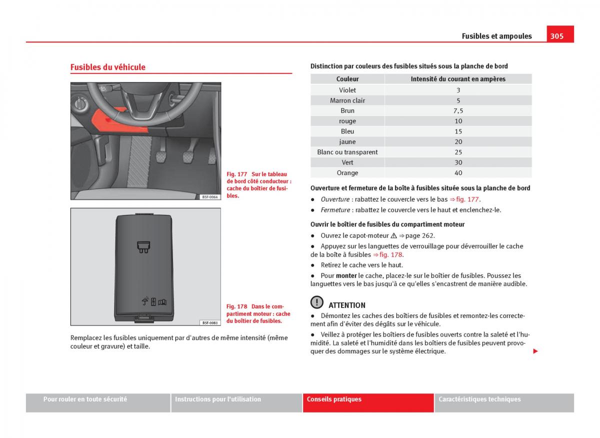 Seat Leon III 3 manuel du proprietaire / page 307