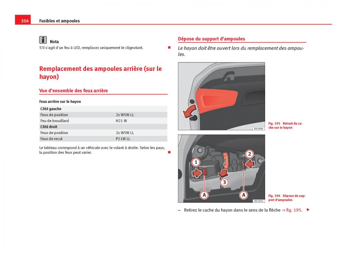 Seat Leon III 3 manuel du proprietaire / page 318