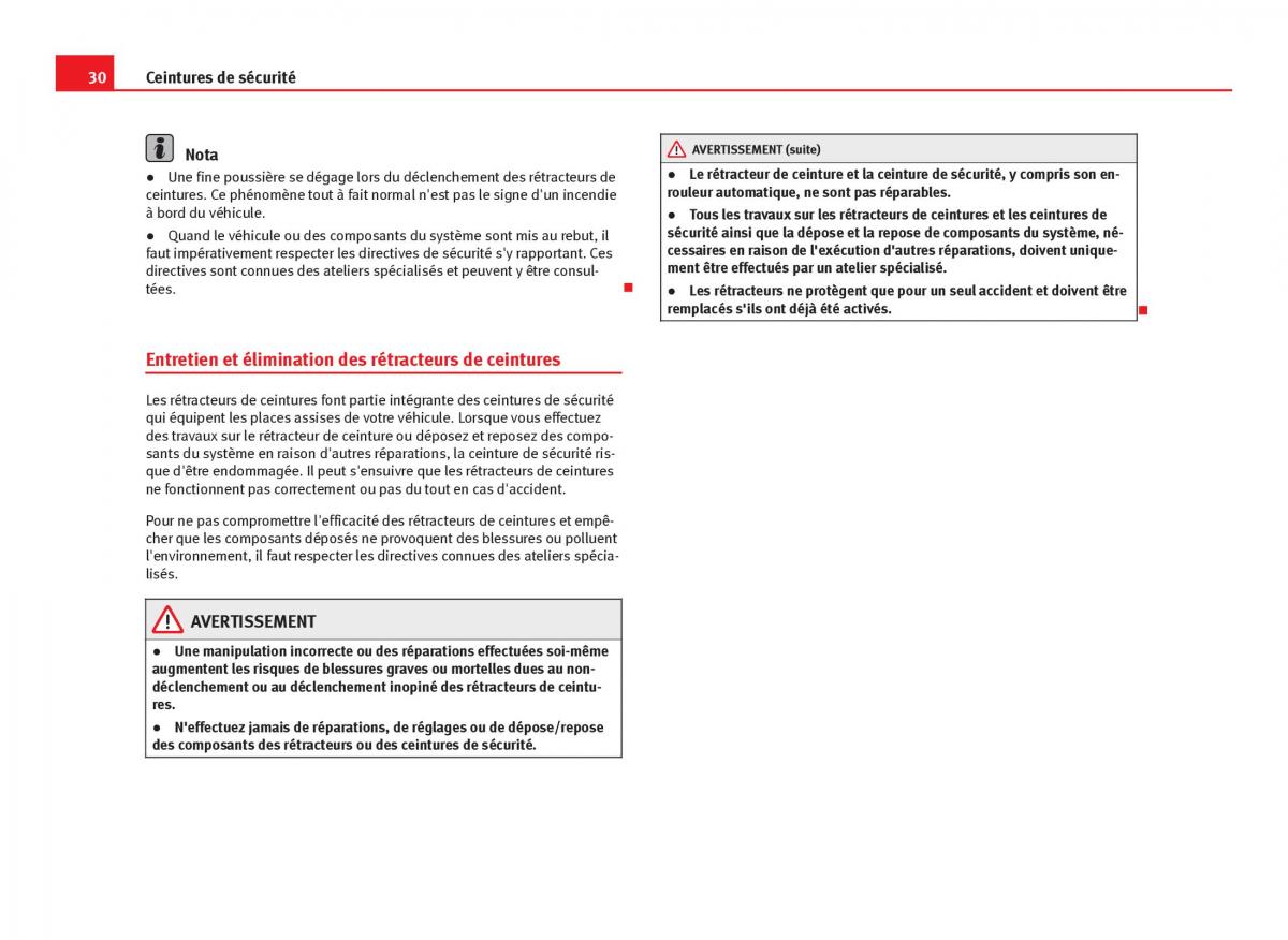 Seat Leon III 3 manuel du proprietaire / page 32