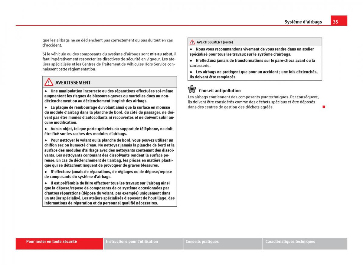 Seat Leon III 3 manuel du proprietaire / page 37