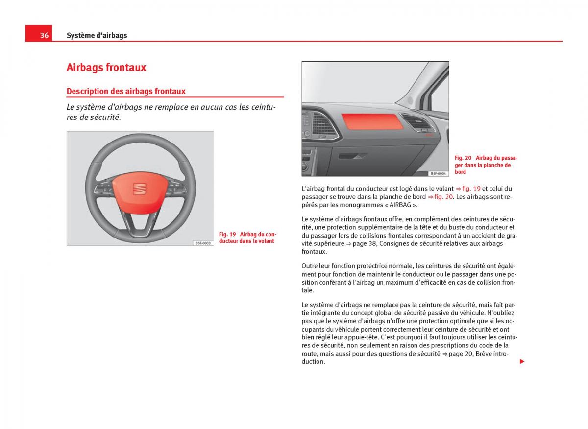 Seat Leon III 3 manuel du proprietaire / page 38