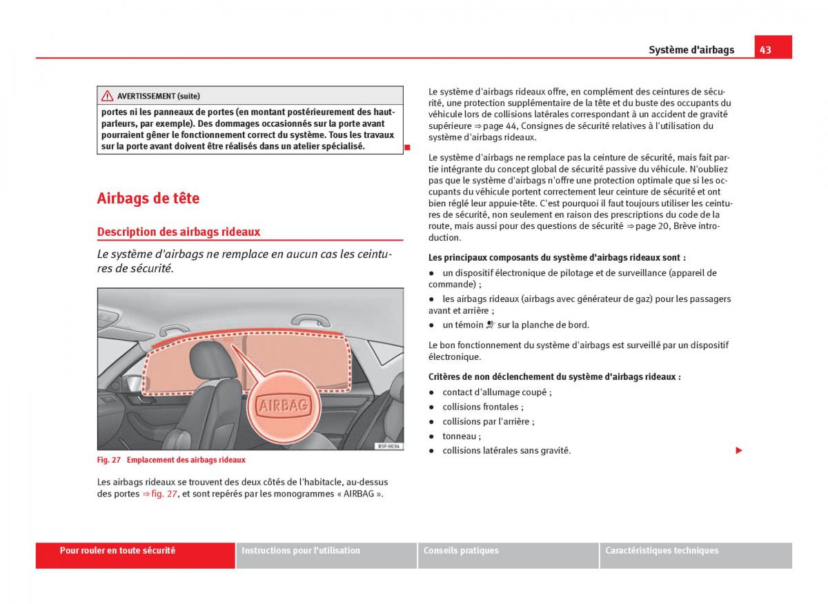 Seat Leon III 3 manuel du proprietaire / page 45