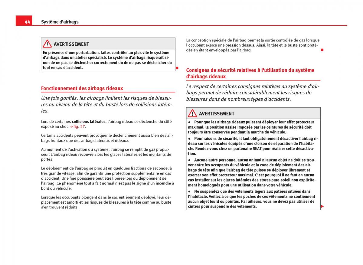 Seat Leon III 3 manuel du proprietaire / page 46