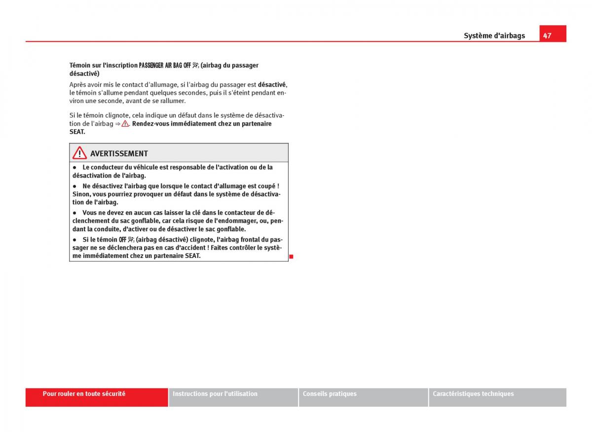 Seat Leon III 3 manuel du proprietaire / page 49