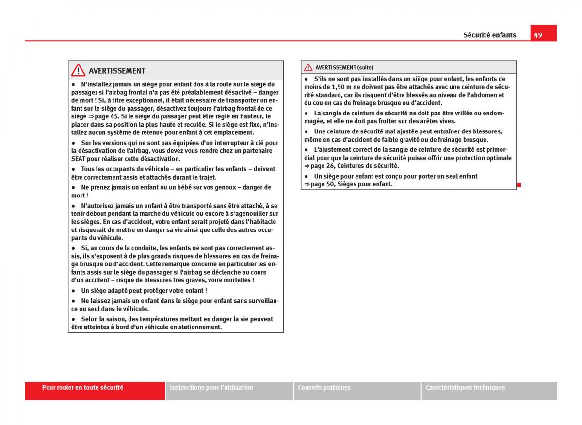 Seat Leon III 3 manuel du proprietaire / page 51