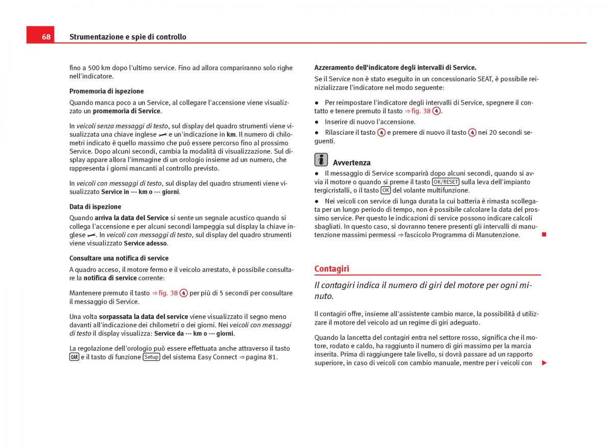 Seat Leon III 3 manuale del proprietario / page 70