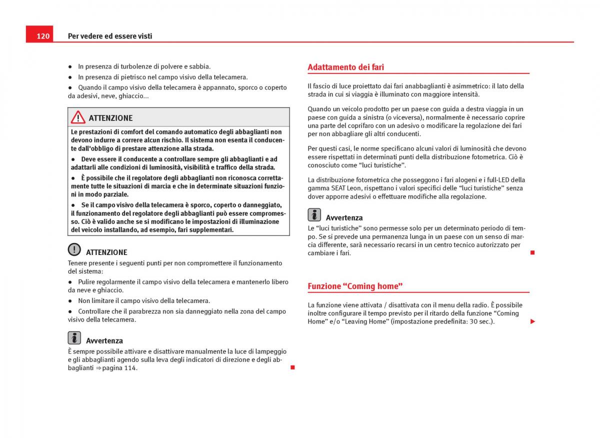 Seat Leon III 3 manuale del proprietario / page 122