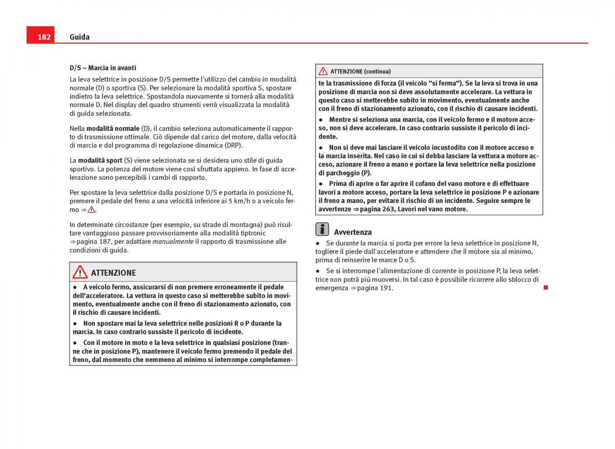 Seat Leon III 3 manuale del proprietario / page 184