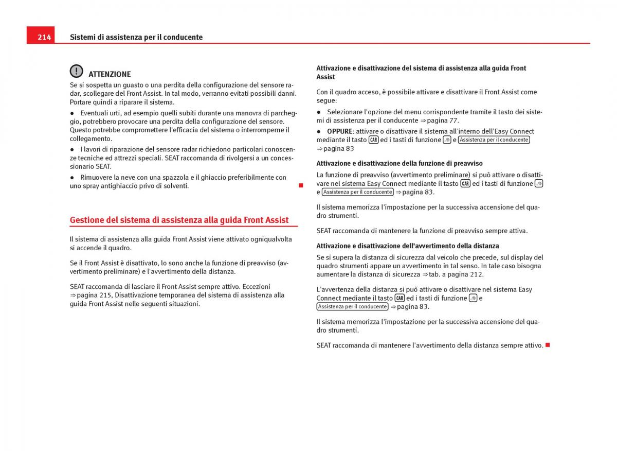 Seat Leon III 3 manuale del proprietario / page 216