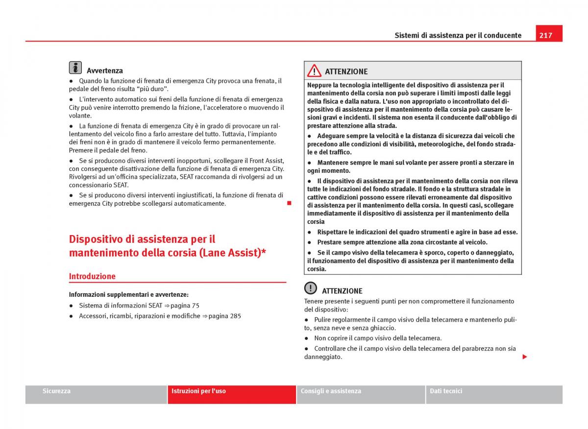 Seat Leon III 3 manuale del proprietario / page 219