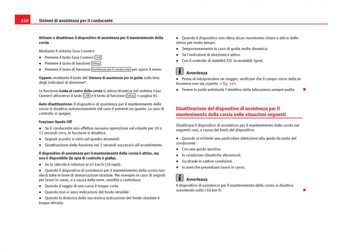 Seat Leon III 3 manuale del proprietario / page 222