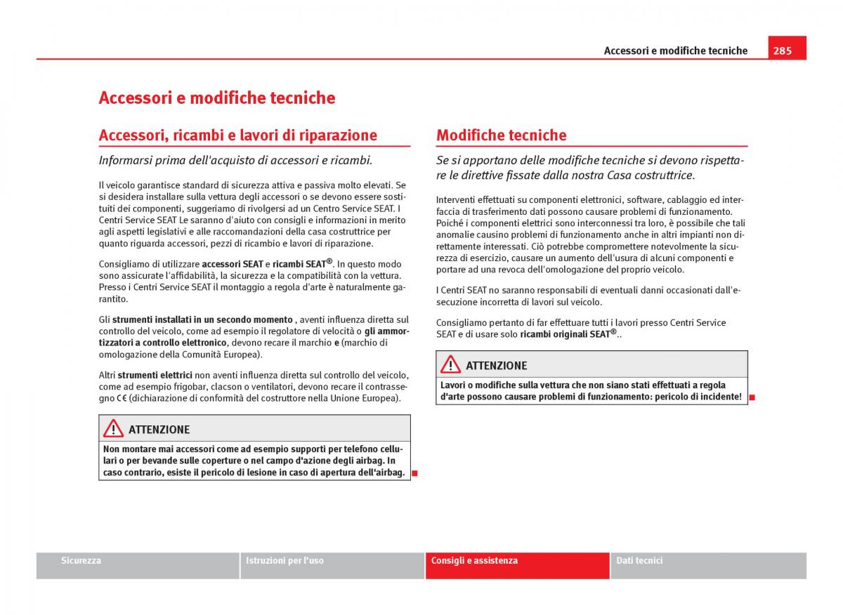 Seat Leon III 3 manuale del proprietario / page 287