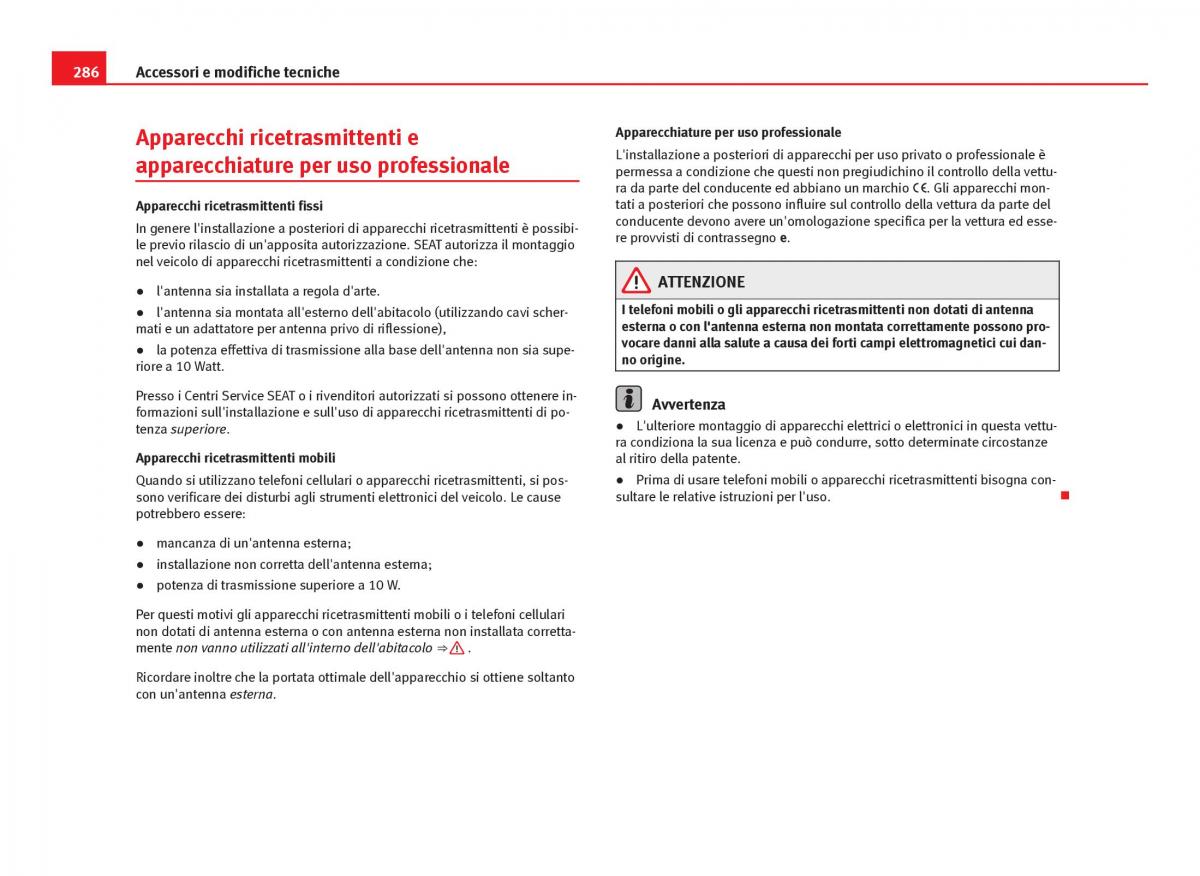 Seat Leon III 3 manuale del proprietario / page 288