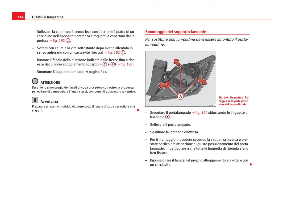 Seat Leon III 3 manuale del proprietario / page 316