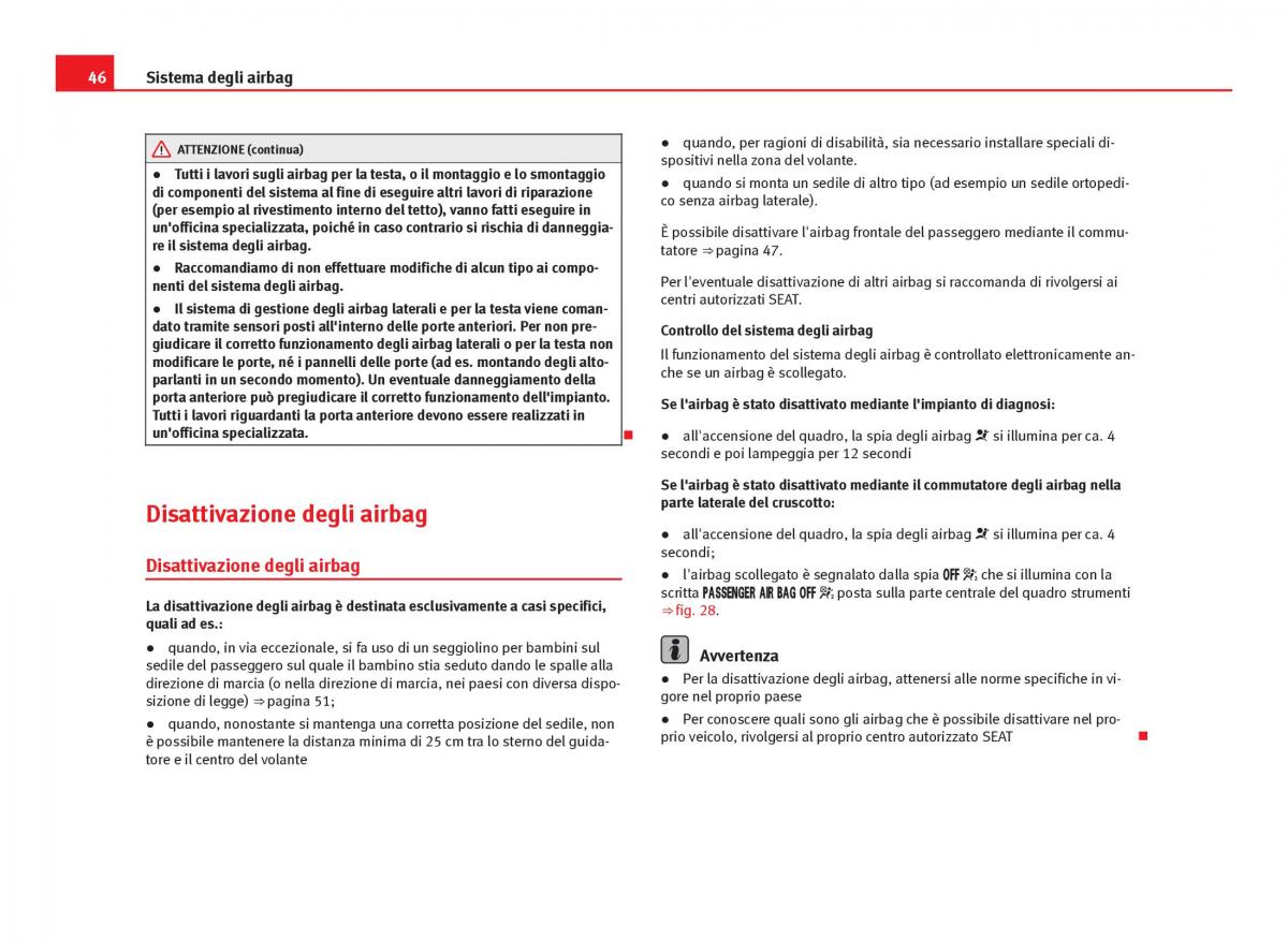 Seat Leon III 3 manuale del proprietario / page 48