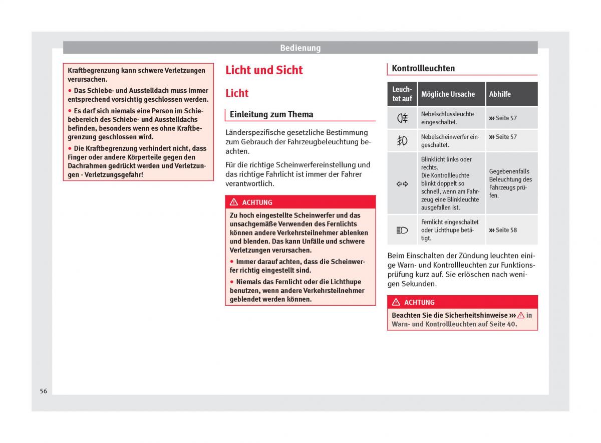 Seat Mii Handbuch / page 58