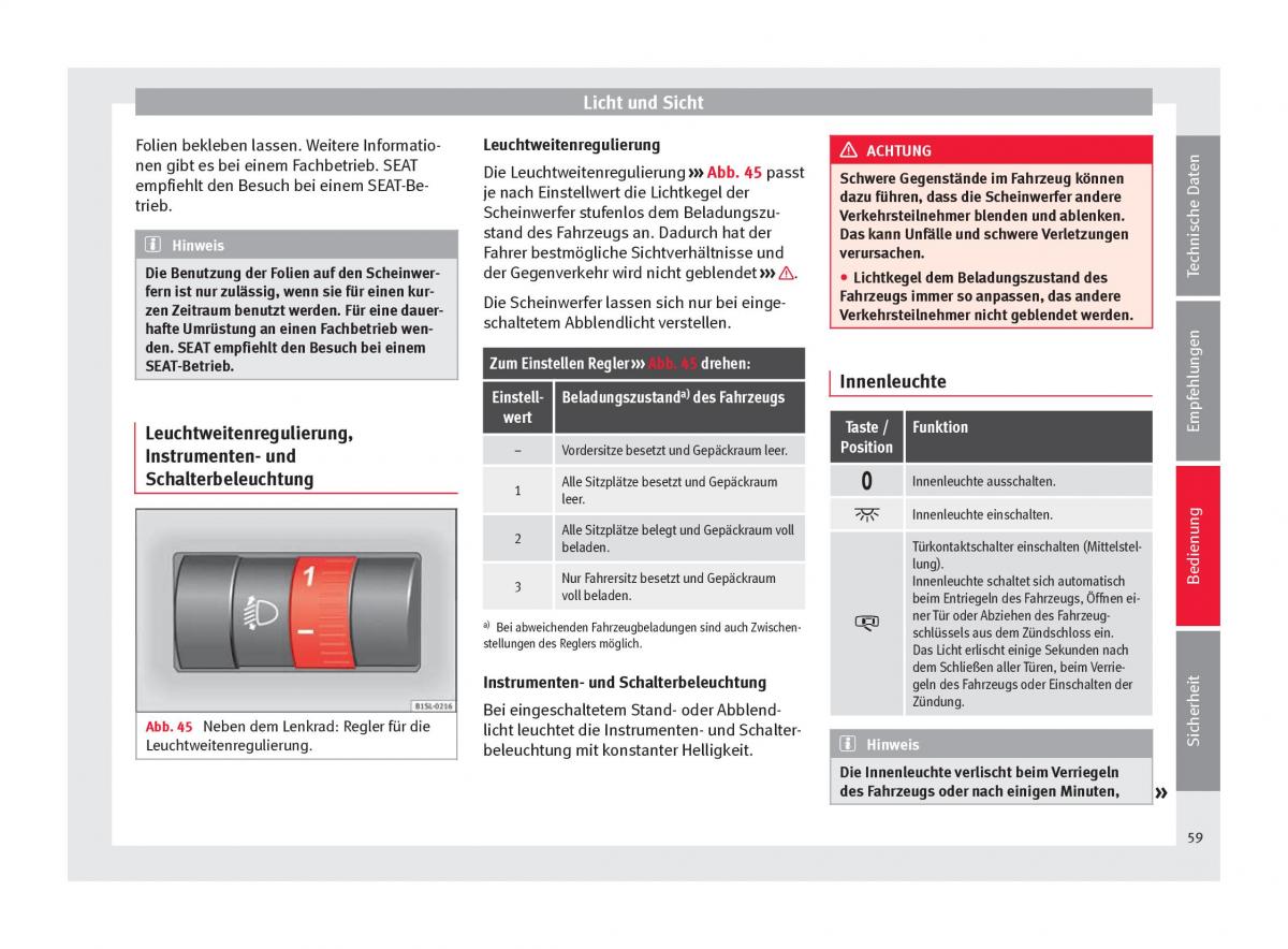 Seat Mii Handbuch / page 61