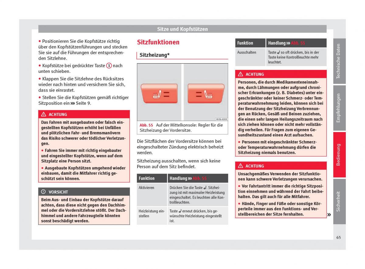 Seat Mii Handbuch / page 67