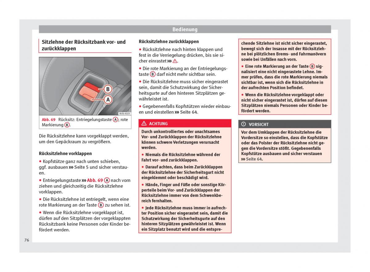 Seat Mii Handbuch / page 78