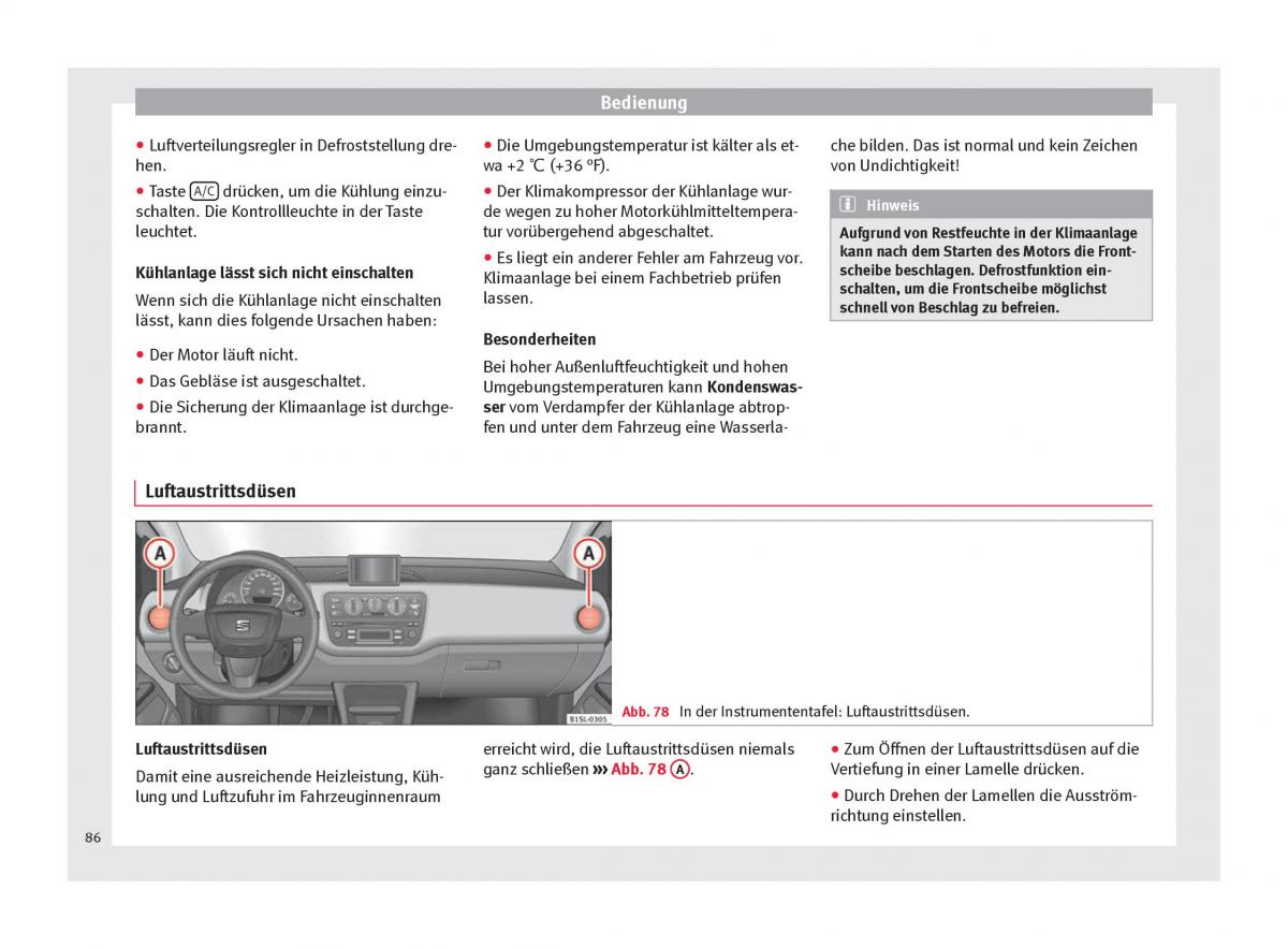 Seat Mii Handbuch / page 88