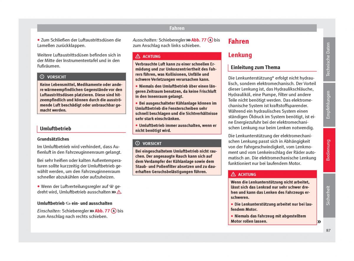 Seat Mii Handbuch / page 89