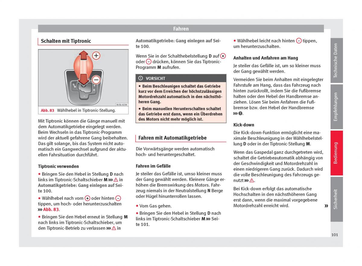 Seat Mii Handbuch / page 103