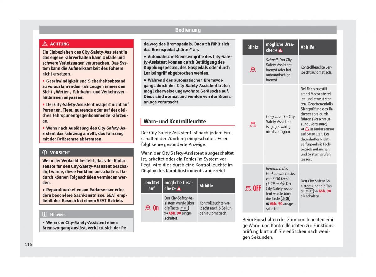 Seat Mii Handbuch / page 118