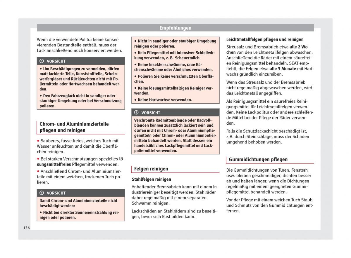 Seat Mii Handbuch / page 138