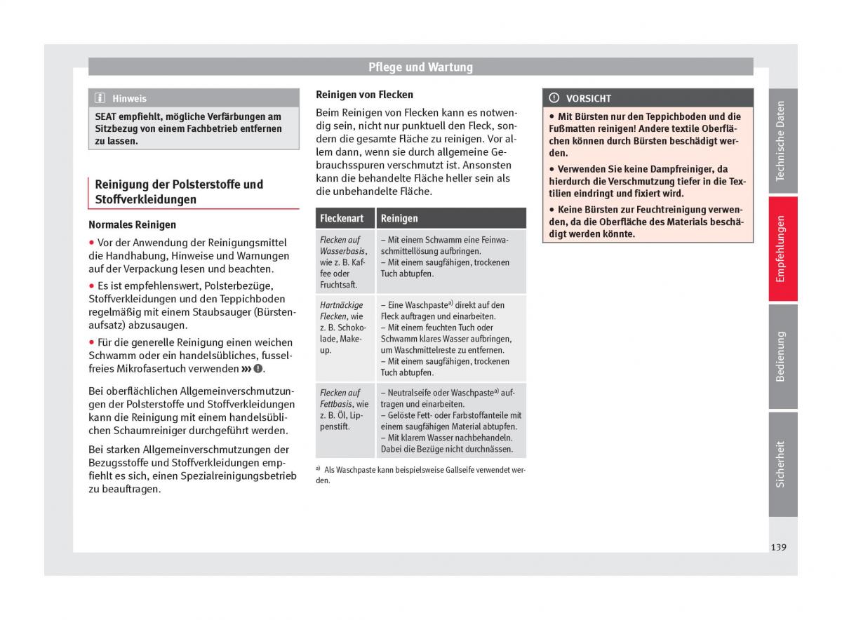 Seat Mii Handbuch / page 141