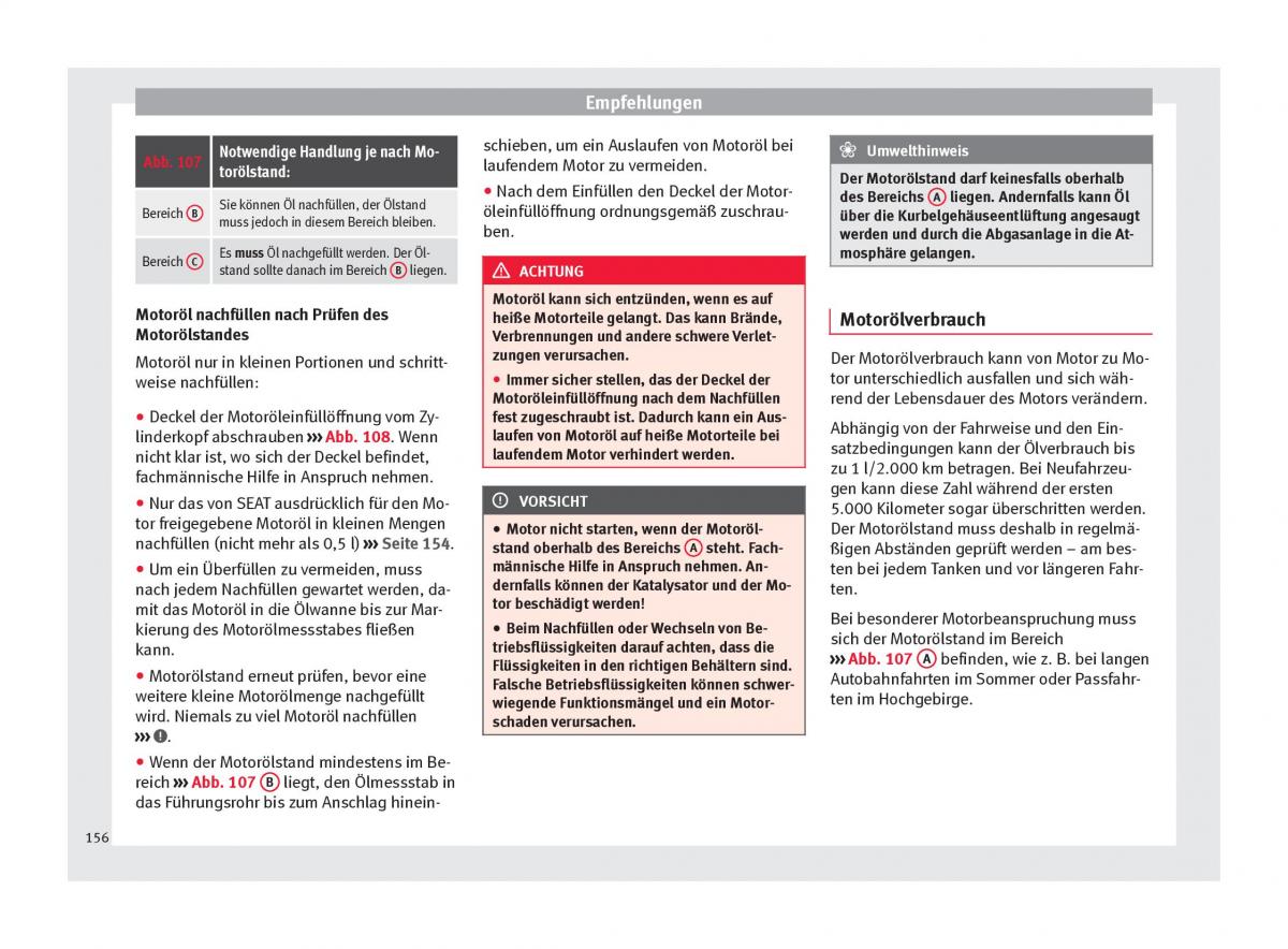 Seat Mii Handbuch / page 158