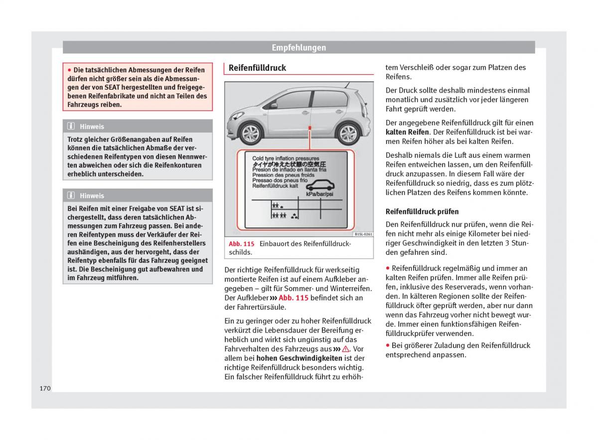 Seat Mii Handbuch / page 172