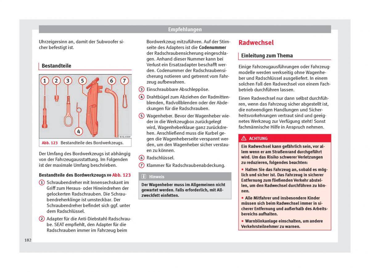 Seat Mii Handbuch / page 184