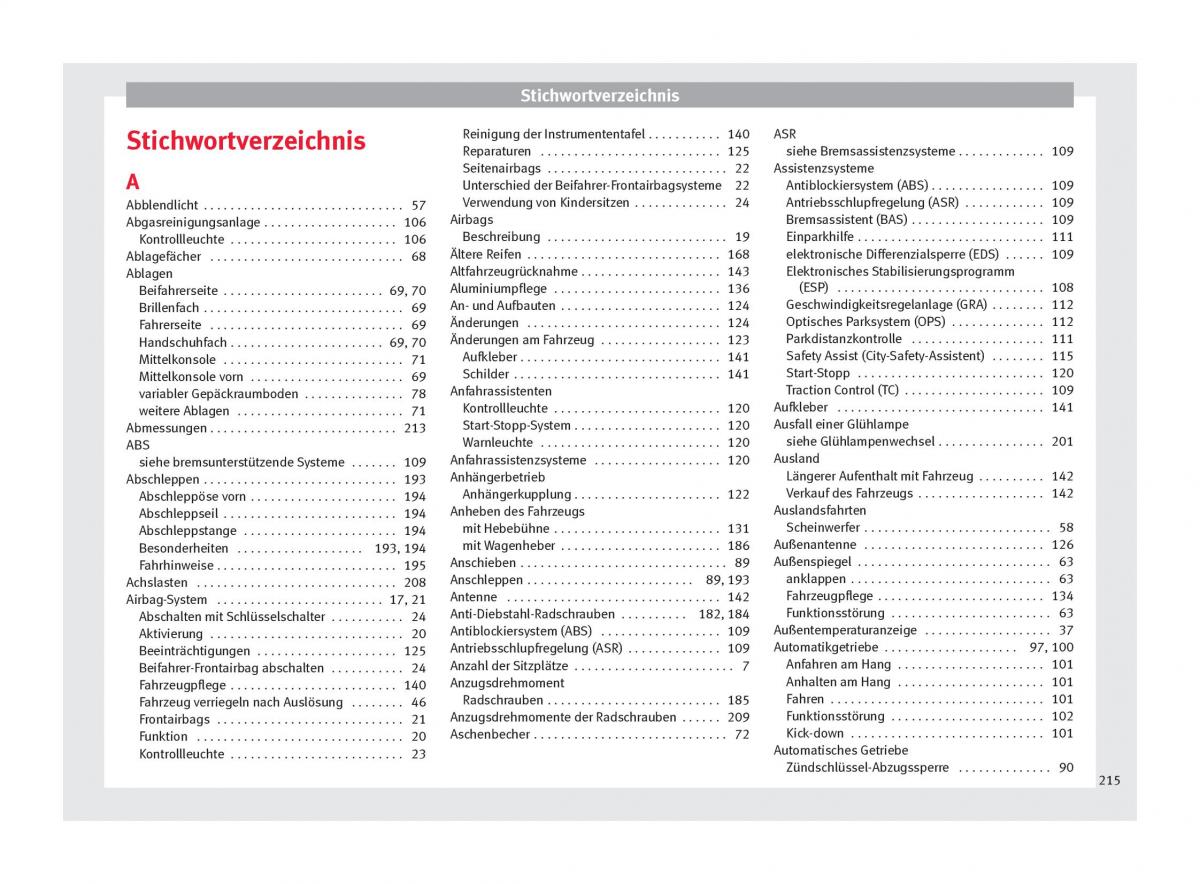 Seat Mii Handbuch / page 217